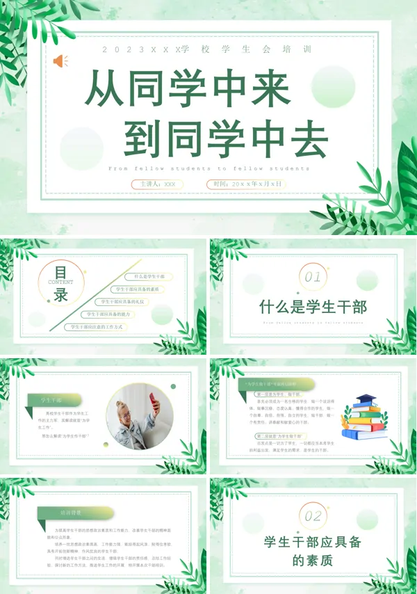 从同学中来到同学中去PPT培训模板