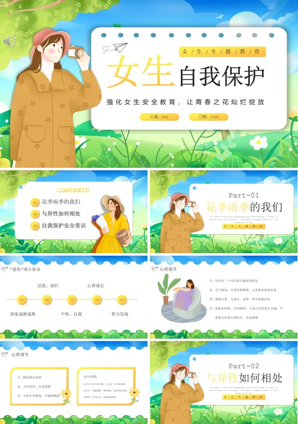 女生自我保护教育主题班会ppt