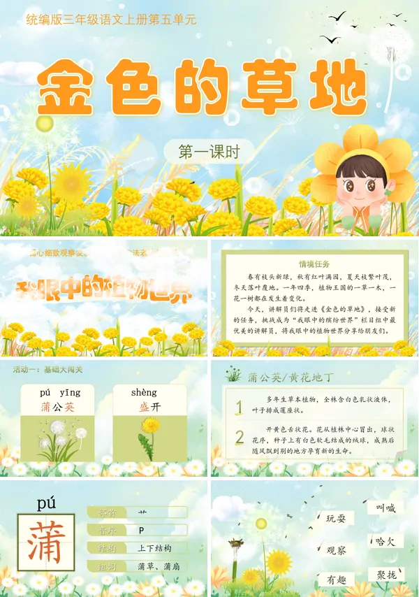 《金色的草地》语文三年级上册PPT课件含教案