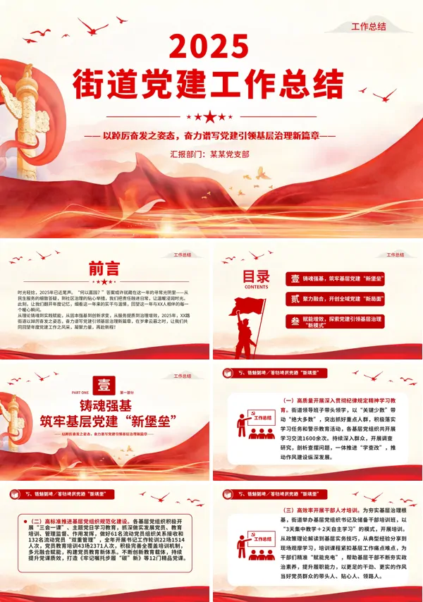  2025年度党建工作情况总结报告PPT模板含讲稿