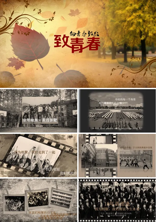 致青春毕业电子相册动画PPT相册PPT模板