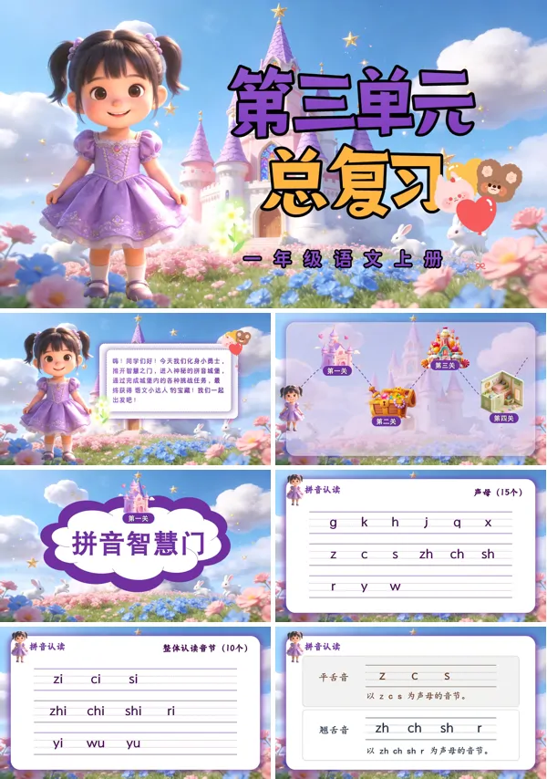 第三单元复习一年级语文上册ppt课件