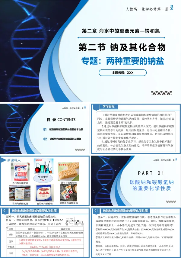 高一化学人教必修第一册专题2两种重要的钠盐PPT课件含教案