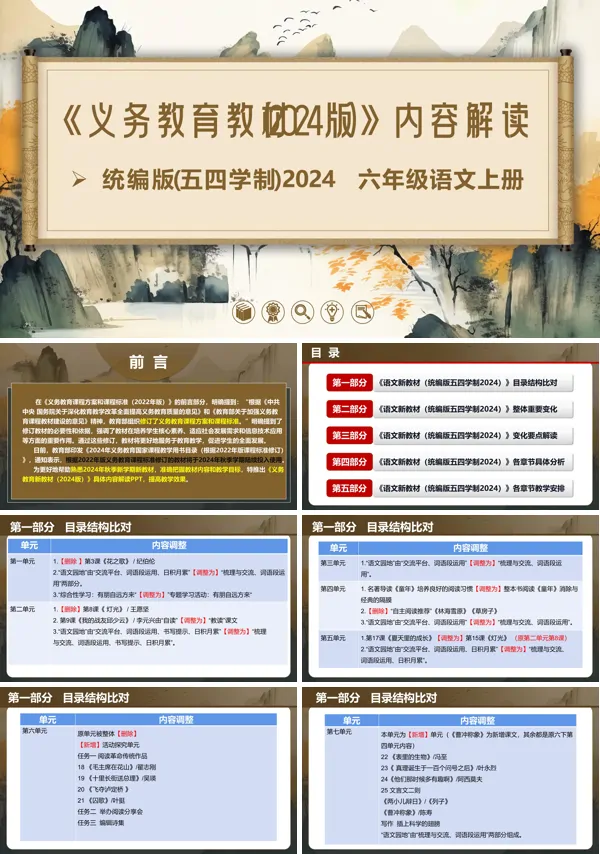 六年级语文上册(统编版五四制2024)-【新教材解读】义务教育教材内容解读课件PPT模板含讲稿