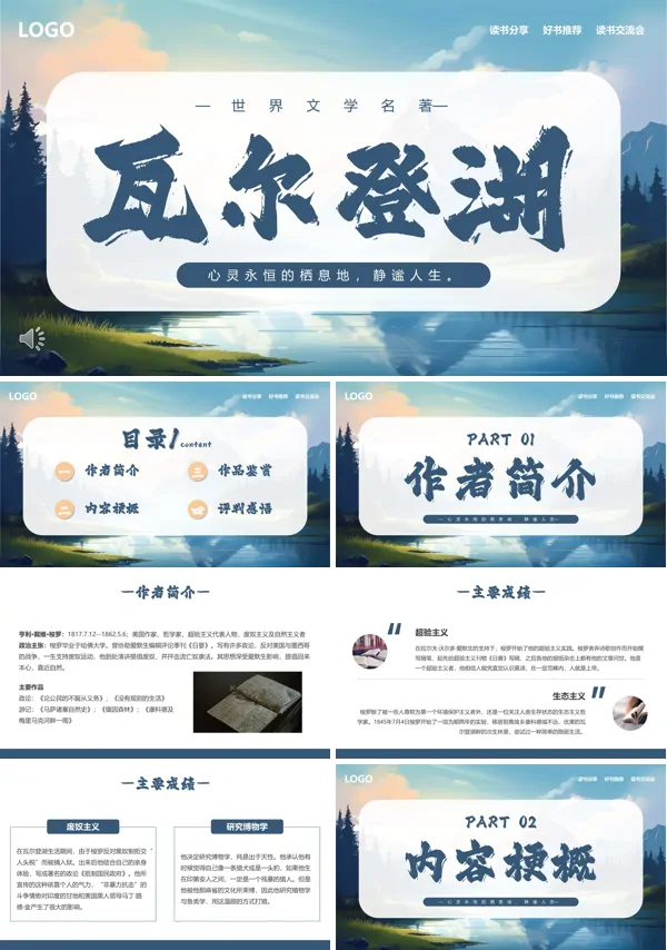 《瓦尔登湖》名著导读好书推荐PPT