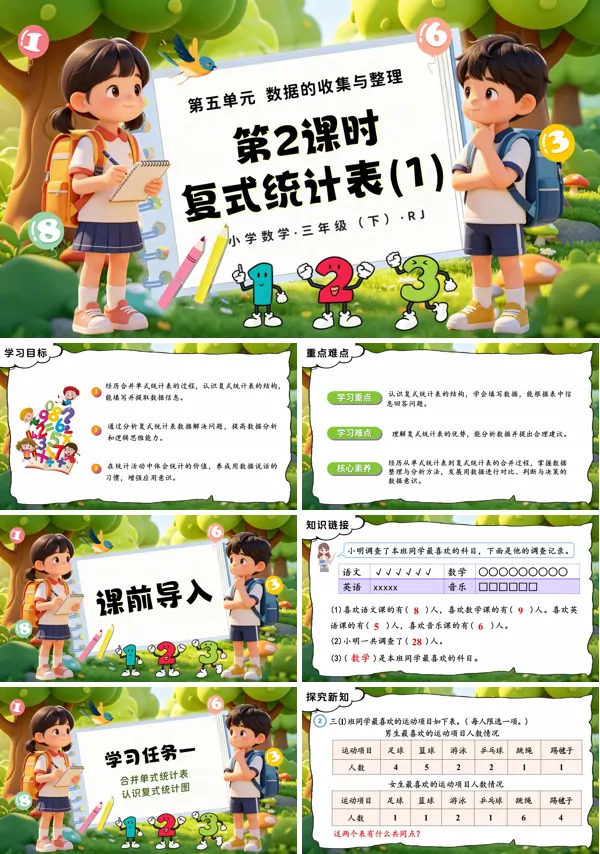 第五单元 第02课时《复式统计表（1）》三年级数学下册人教ppt课件（教案）