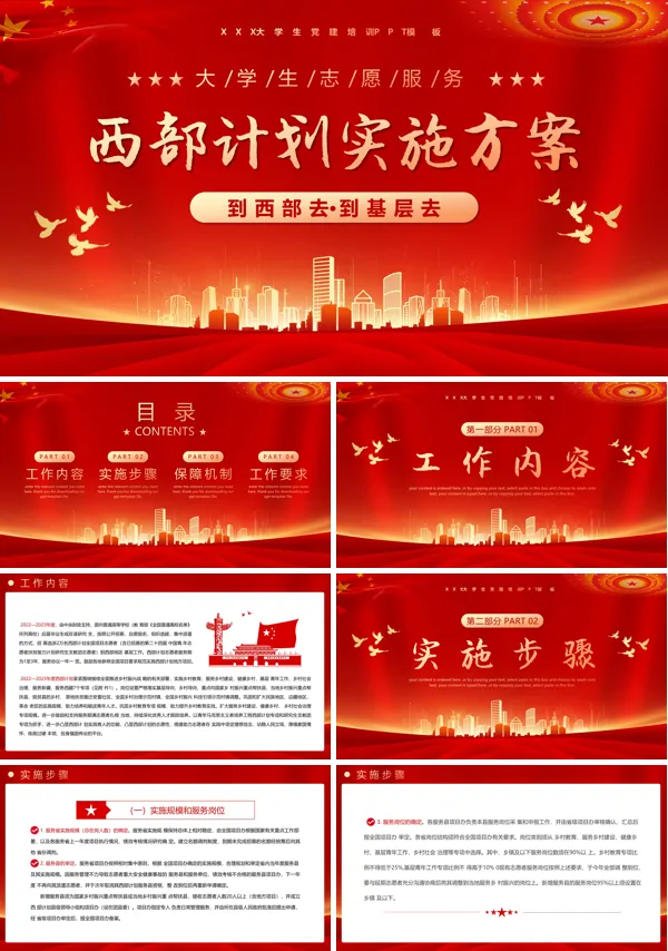 大学生志愿服务西部计划PPT