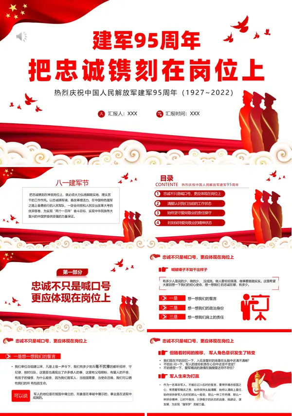 中国人民解放军建军95周年ppt模板