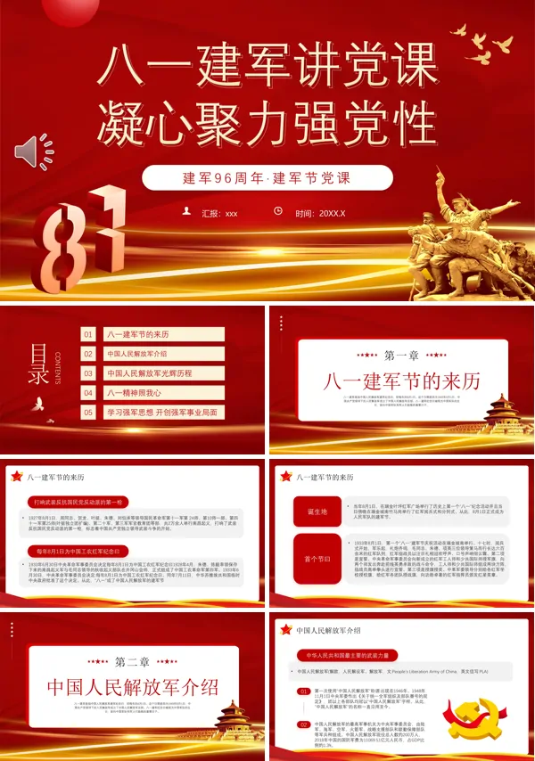 建军96周年建军节党课PPT