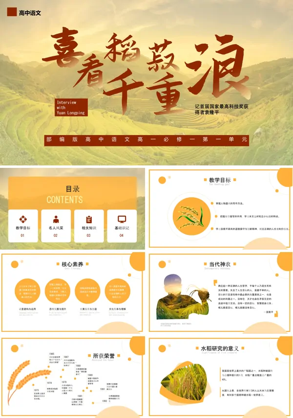 部编版高一必修一《喜看稻菽千重浪》教学课件PPT