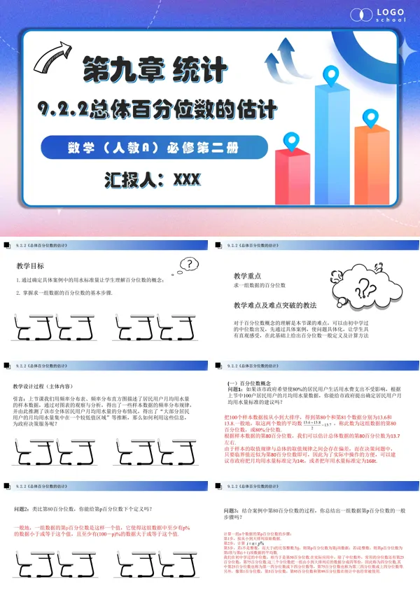 人教数学必修二9.2.2总体百分位数的估计PPT课件含教案