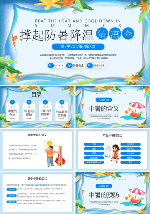 夏季防暑降温撑起防暑降温清凉伞PPT课件
