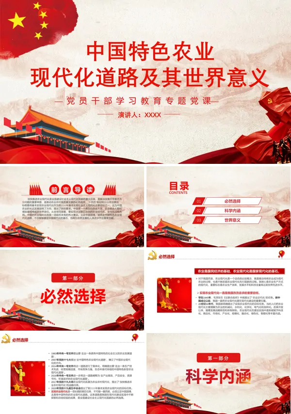 中国特色农业现代化道路及其世界意义PPT党课课件