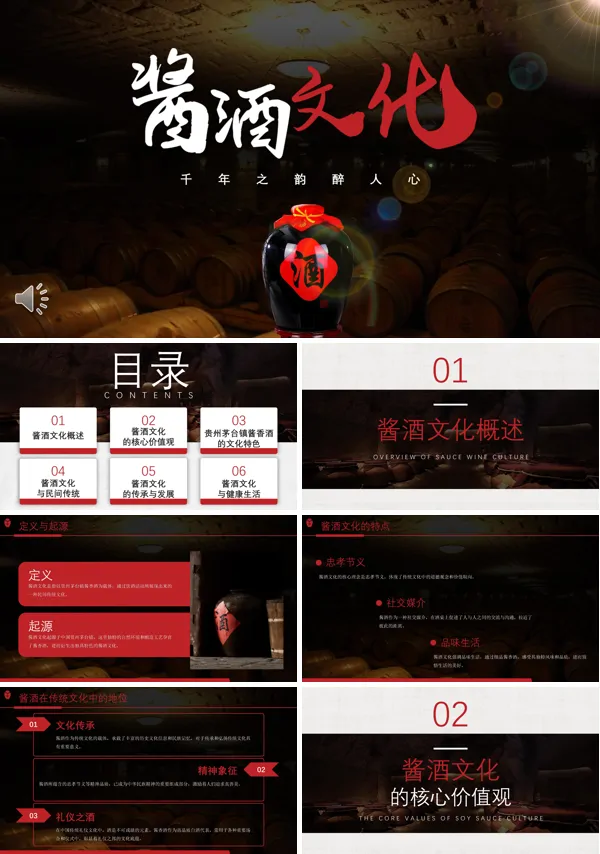酱酒文化介绍PPT课件模板含讲稿