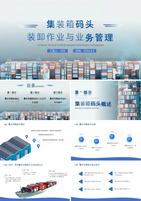 港口物流码头集装箱装卸作业与业务管理规范PPT动态模板
