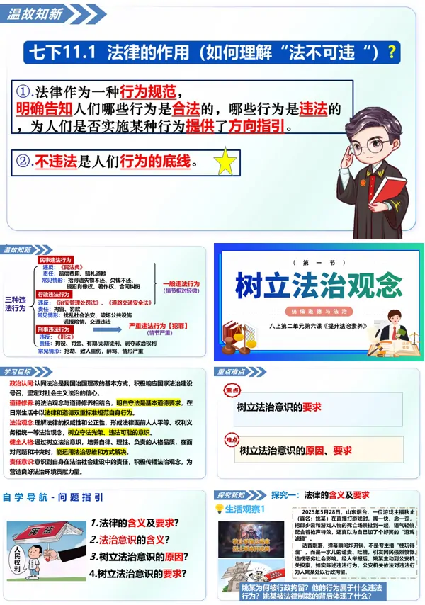 第二单元6.1《树立法治观念》八年级上册统编道法ppt课件（教案+导学案+分层作业）