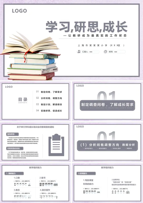 教研教育工作汇报调查问卷分析PPT