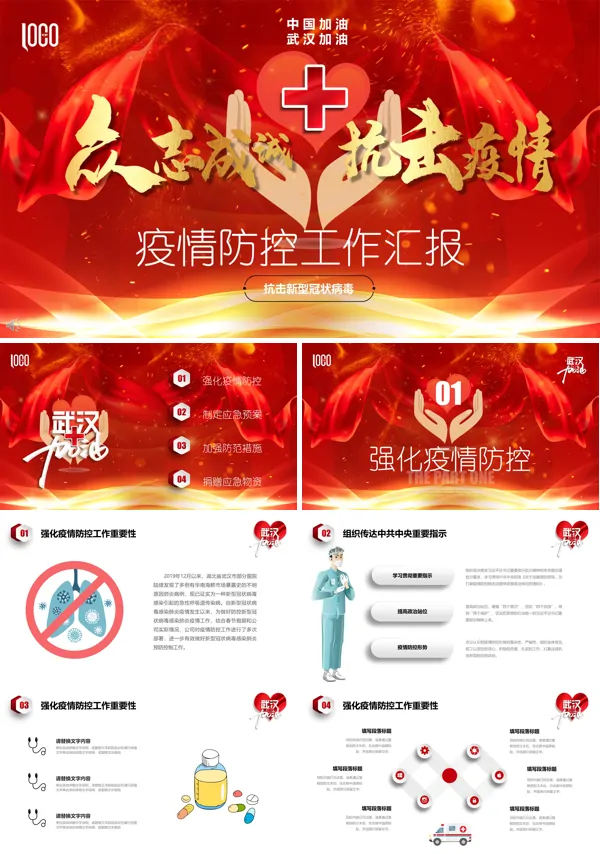 新型冠状病毒疫情防控工作汇报PPT模板