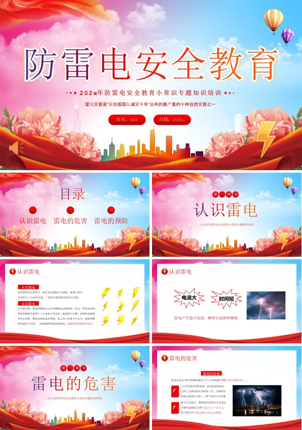 夏季防雷电防汛安全教育PPT