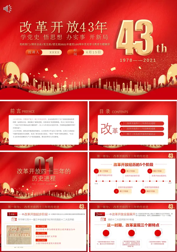 改革开放43年的历史进程PPT