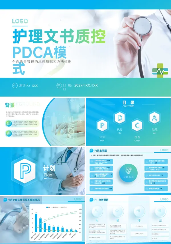 护理文件书写PDCA ppt模板