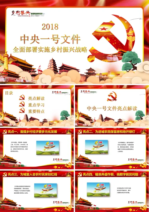 精讲解读中央一号文件全面部署实施乡村振兴战略PPT模板