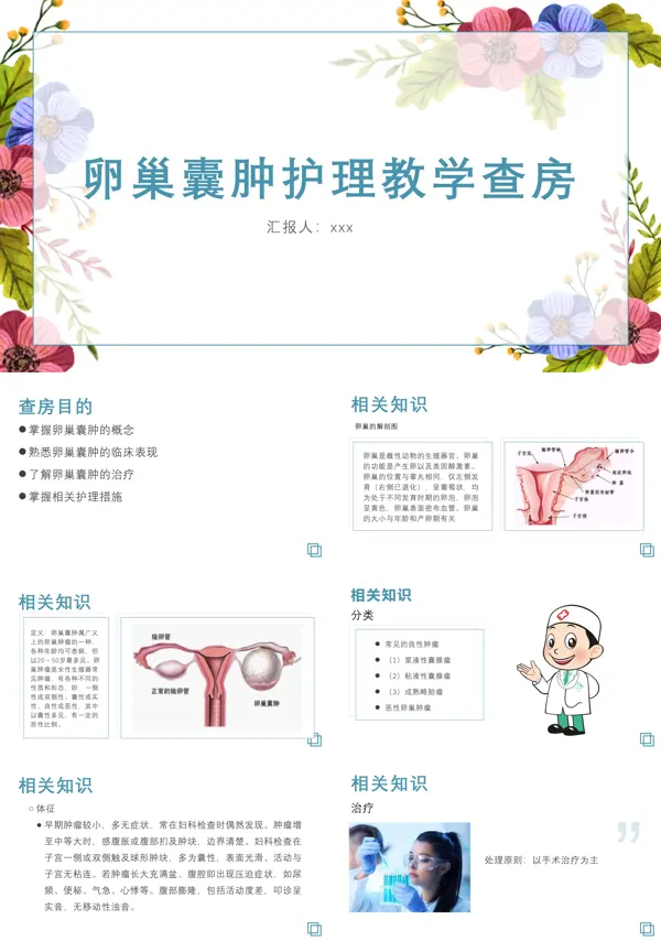 卵巢囊肿护理教学查房卵巢癌护理查房PPT