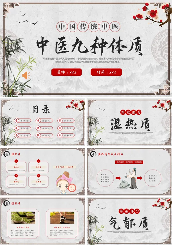 中医九种体质课件PPT模板