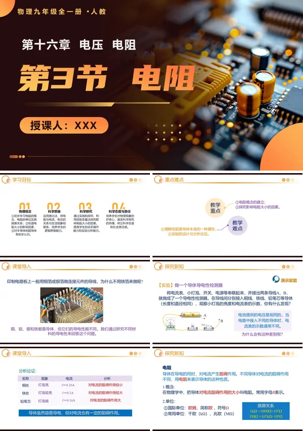 人教九年级全一册第3节 电阻 PPT课件含教案
