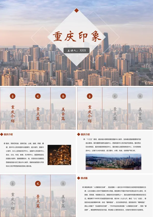 重庆旅游介绍PPT模板下载