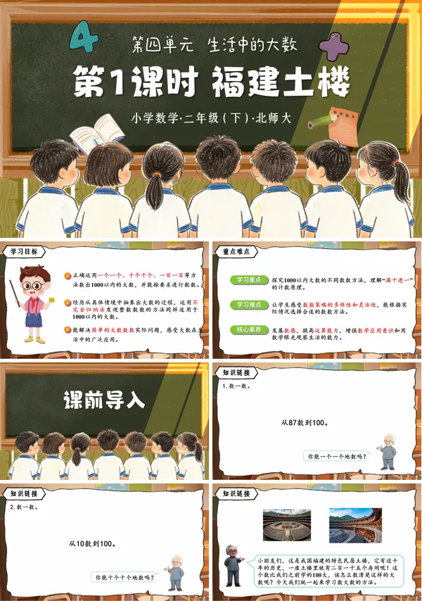 第四单元 第1课时《福建土楼》二年级数学下册北师大ppt课件（教案）