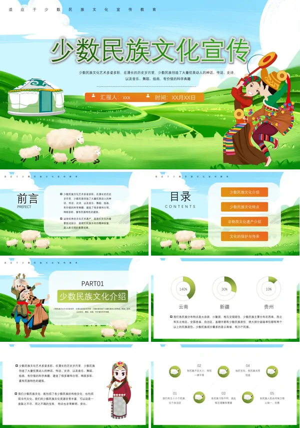 少数民族文化宣传PPT下载模板