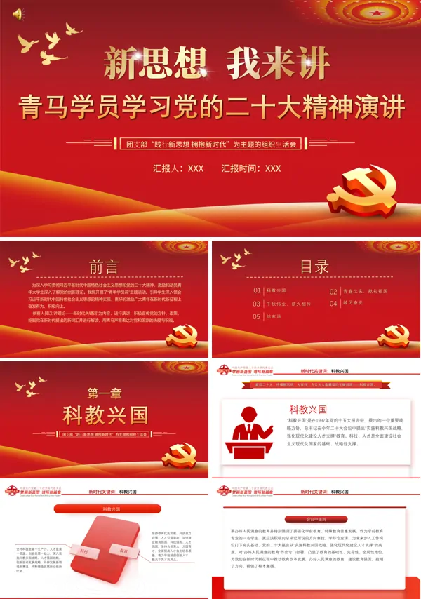 新思想我来讲青马学员学习党的二十大精神演讲PPT党课课件