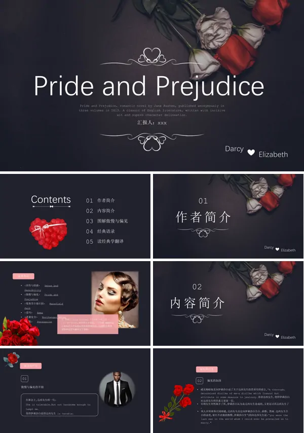 英文版傲慢与偏见读书分享PPT下载课件