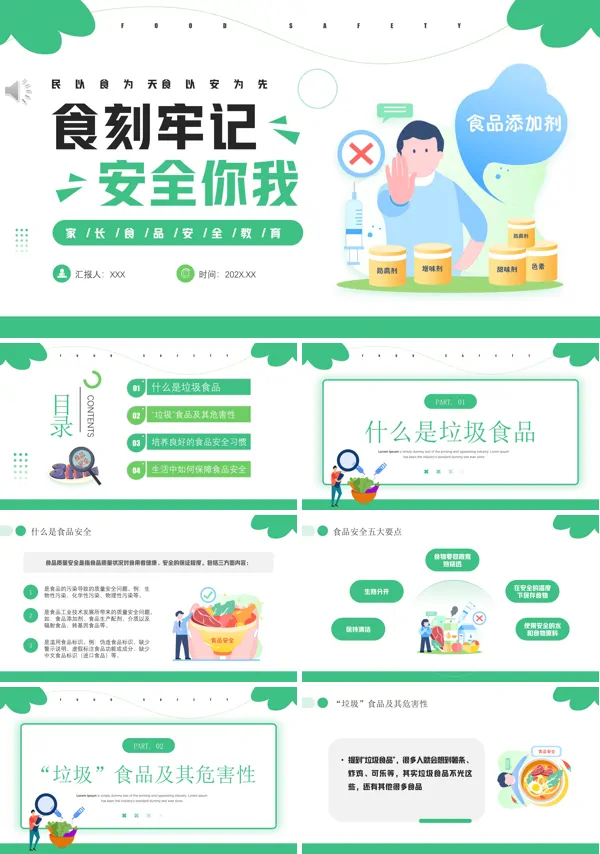 食品安全教育课件PPT模板