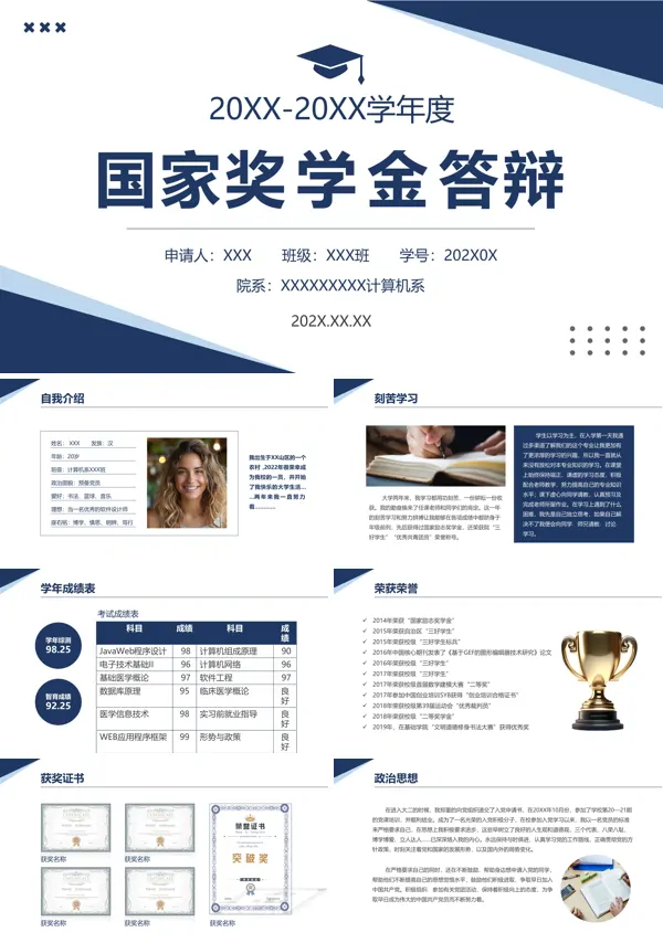 国奖申请答辩PPT模板