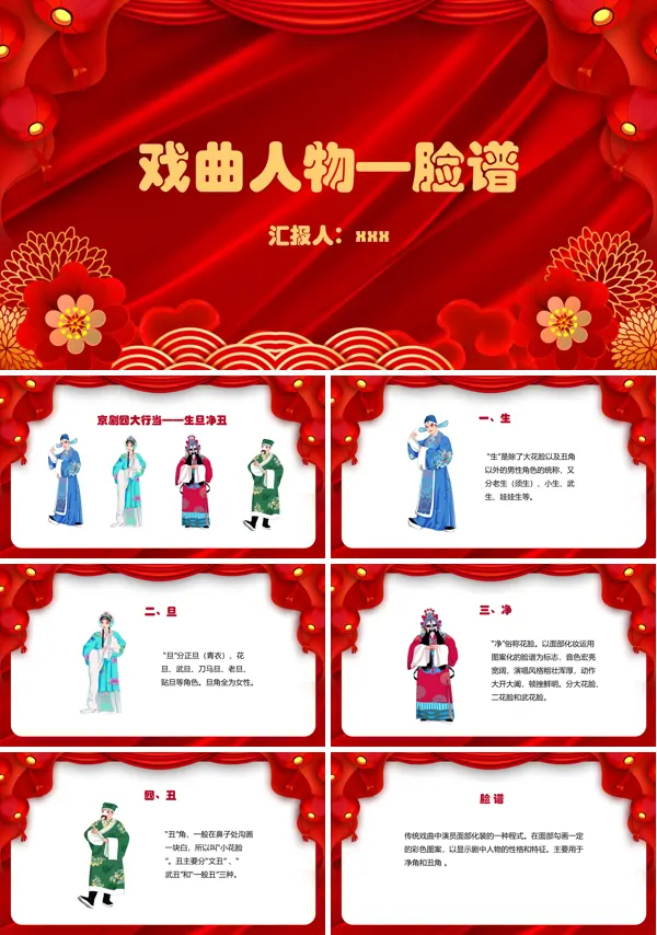 戏曲人物脸谱课件PPT下载模板