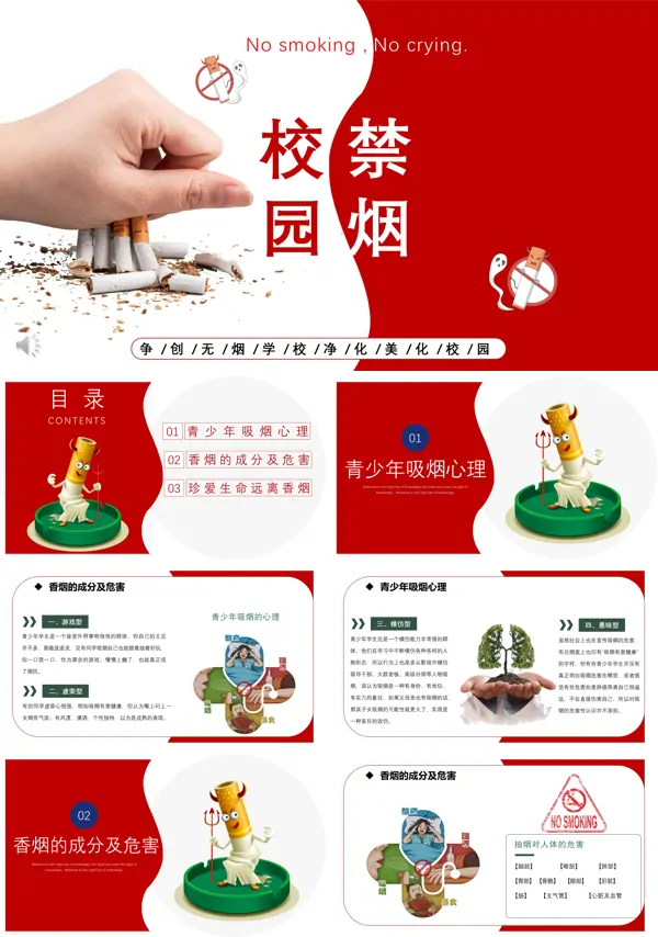 校园禁烟主题班会ppt