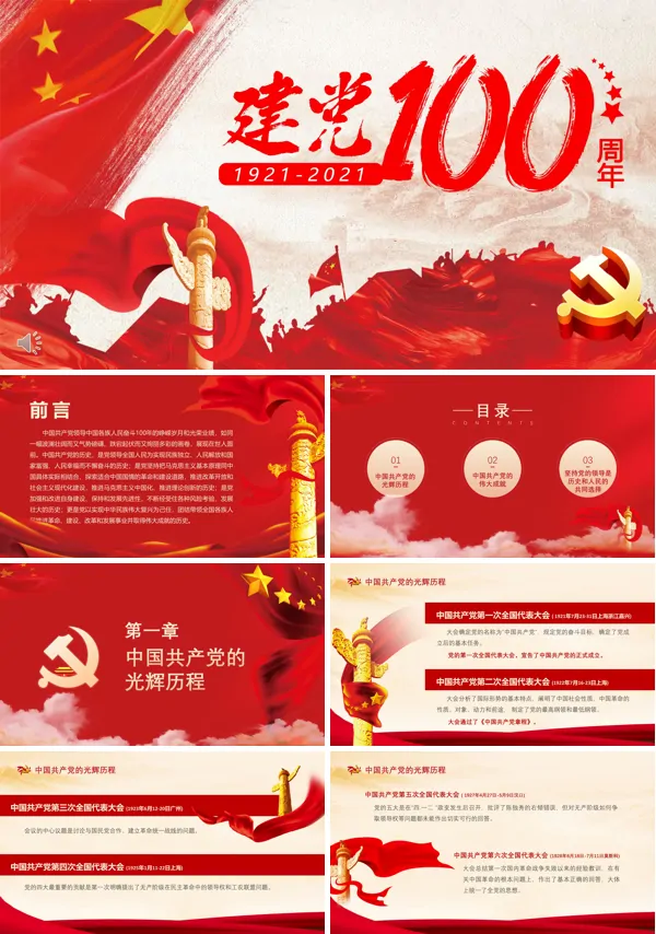 建党100周年ppt素材