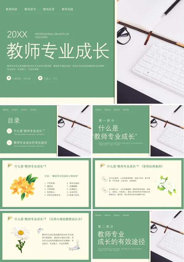 教师专业成长与发展培训PPT模板
