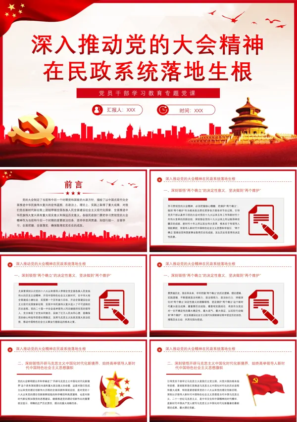 深入推动党的大会精神在民政系统落地生根PPT专题党课
