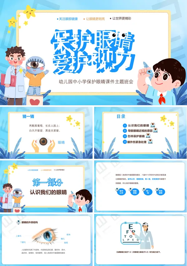 保护眼睛爱护视力主题班会PPT含讲稿