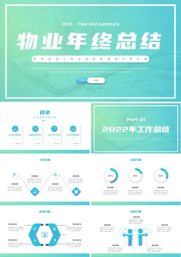 物业年终总结工作汇报工作计划总结PPT模板