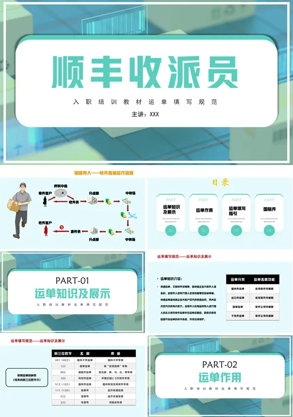 顺丰收派员培训课程PPT模板