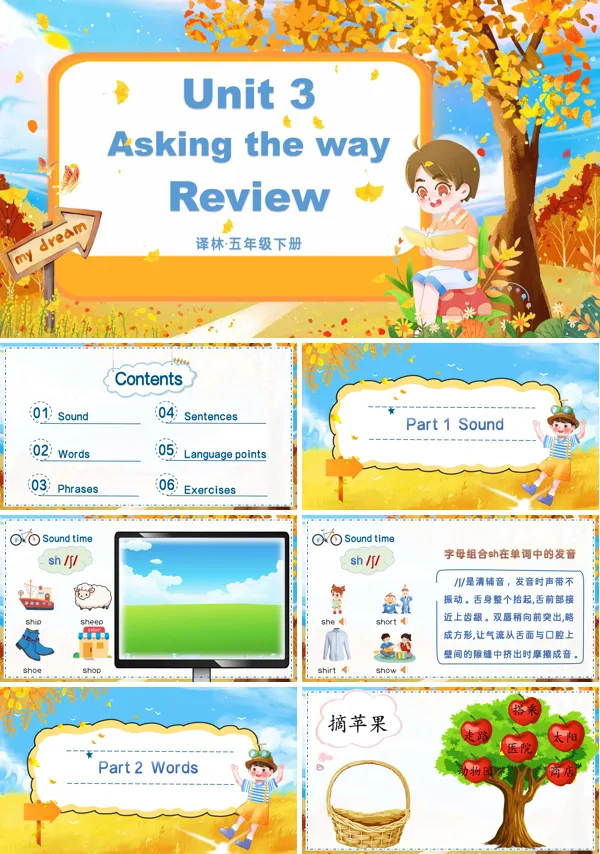 译林五年级英语下册Unit3Asking the way复习课件PPT课件含教案