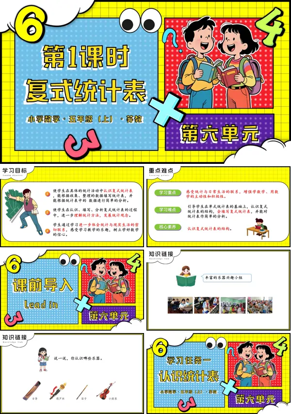 苏教小学数学五年级上第六单元 第1课时 复式统计表PPT课件（含教案+分层作业+学习任务单）