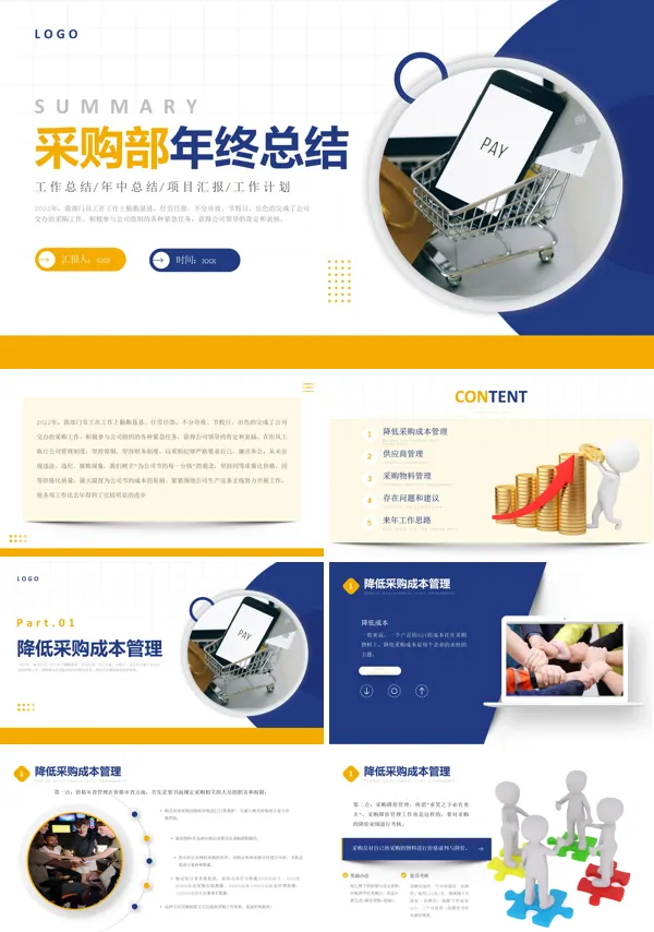 采购部年终总结汇报PPT模板