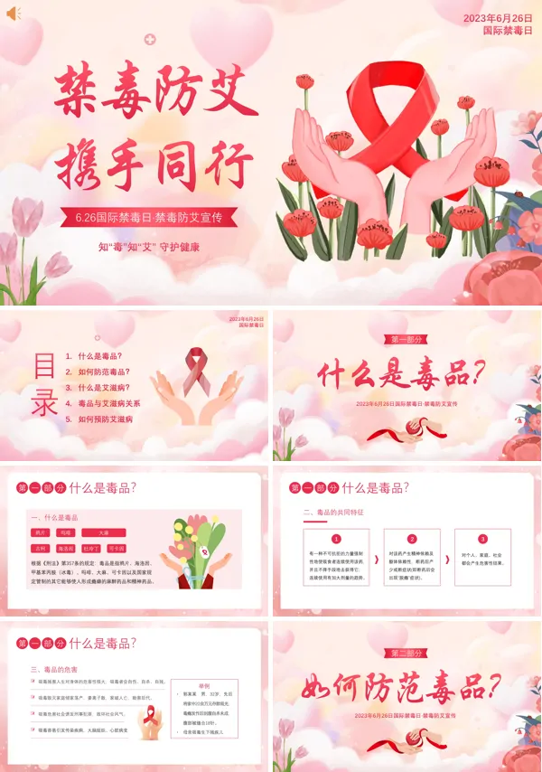 禁毒及防治艾滋病教育PPT课件免费下载