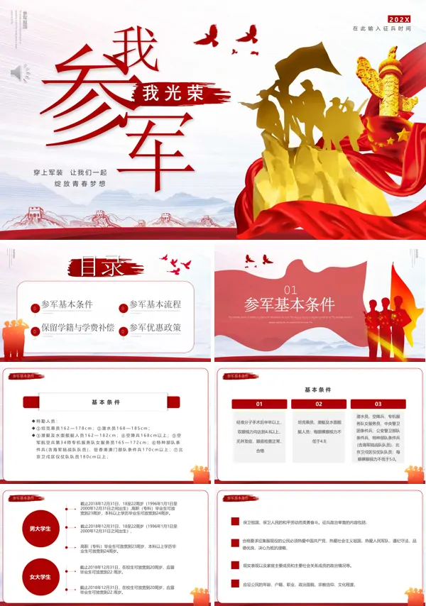 我参军我光荣全国征兵宣传PPT