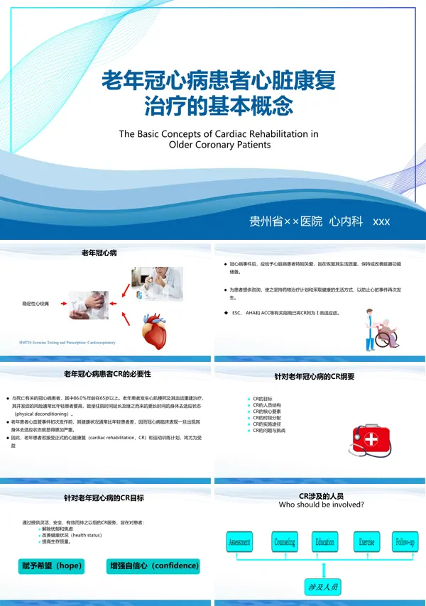 老年冠心病患者心脏康复治疗的基本概念PPT